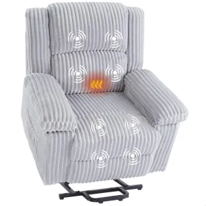 Power Lift Recliner Chair - Heat and Massage, Electric Lift Plush Recliner with Soft Padded Seat, Back Support & Armrests , Designed for the Elderly and People with Mobility Impaired, Light Gray