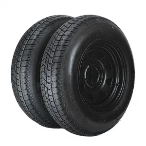 2-Pack Trailer Tire On Rim ST205/75D14 14In Black 5 Lug 4.5" PCD Load Range C