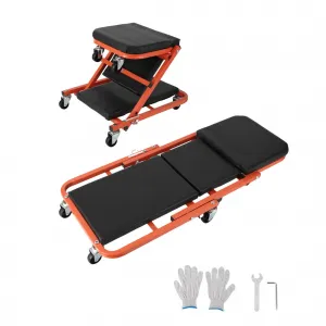 36" Z-Creeper Seat on Wheels, Foldable Garage Creeper Shop Seat, 330 LBS Capacity, Black