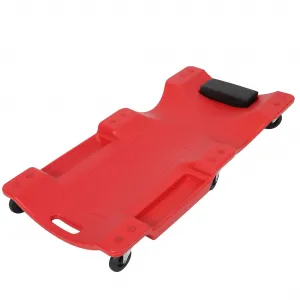 40" Plastic Rolling Automotive Garage Shop Creeper with Padded Headrest Dual Tool Trays 40in Black