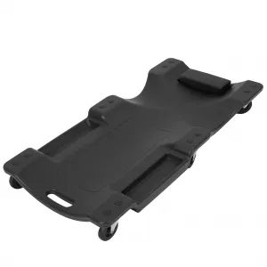 40" Plastic Rolling Automotive Garage Shop Creeper, 350 Lbs Capacity, Ergonomic HDPE Body, Padded Headrest, Dual Tool Trays, 6 Casters, Black