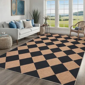 Modern Indoor Soft Non-Shedding Floor Mat Washable Non Slip Area Rug for Bedroom 8x10ft Black Brown Foldable Carpet Farmhouse Decor