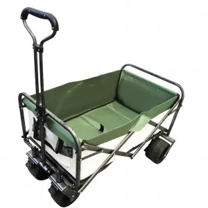 330 Lbs Utility Kids Wagon Portable All-Terrain Collapsible Wagon With Foot Brakes For Outdoor Garden Park Camping Fishing Green