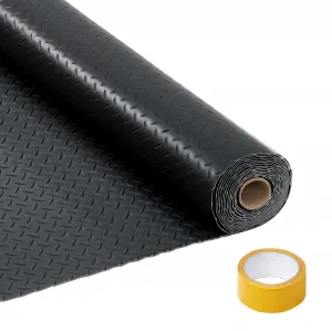 7.5x20 FT Garage Floor Mat Thickened Non-Slip PVC Diamond Plate Floor Protector for SUVs Trucks Sports Cars Indoor Use Black