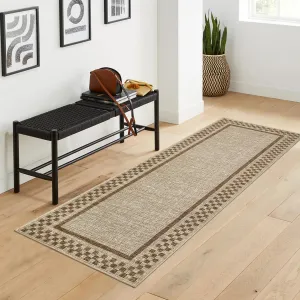 Washable Runner Rug 2x6 Checkered Non Slip Soft Low Pile Polyester Fiber TPR Backing Durable Modern Hallway Kitchen Entryway
