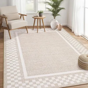 Large Area Rugs 8x10 Modern Checkered Washable Non-Slip Stain Resistant Polyester Living Room Bedroom Office