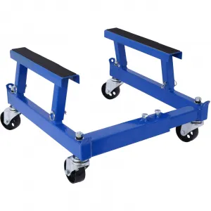 Motorcycle Engine Cradle Dolly - 1500 lbs Heavy-Duty Design with Rubber Pads, 360-Degree Swivel Wheels, Adjustable Width and Height for Four-Wheelers, Blue