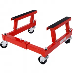 Motorcycle Engine Cradle Dolly - 1500 lbs Heavy-Duty Design with Rubber Pads, 360-Degree Swivel Wheels, Adjustable Width and Height for Four-Wheelers, Red