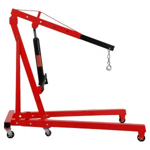 2 Ton Engine Hoist Hydraulic Foldable Crane Mobile Cherry Picker for Garage Workshops Auto Repair, 4400 LB, Red