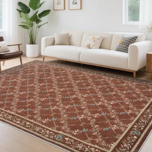 Washable Rugs 8x10 Modern Floral Boho Accent Carpet for Living Room Bedroom Green