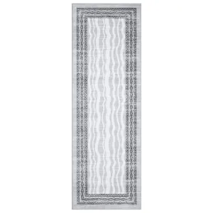 Hallway Runner Rug 2x6 - Non-Slip, Waterproof - Faux Wool, Low Pile, Stain Resistant - Gray - Indoor Entryway, Kitchen, Bedroom