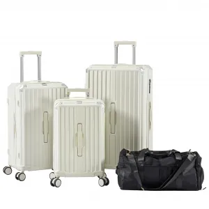 Luggage Sets Of 4 Pieces Travel Luggage Suitcase With TSA Lock Collapsible Cup Holder 20"/24"/29"/Travel Bag White One Size