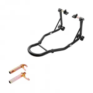 Motorcycle Stand, 850 lbs Capacity Adjustable Universal Rear Lift with Fork Heads for Sport & Dirt Bikes, Black