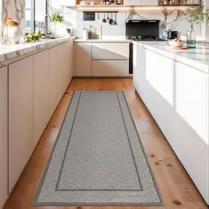 Indoor Area Rug Weather Resistant Easy to Clean Ultra Thin Non Slip Stain Resistant Floor Mat for Dining Room Bedroom Beige 2x6Ft