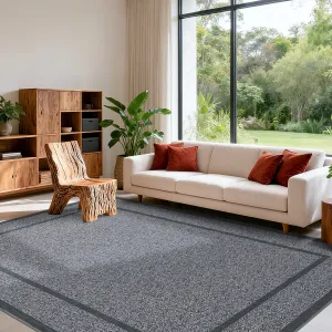 Indoor Area Rug Weather Resistant Easy to Clean Non Slip Stain Resistant Grey 10x13Ft