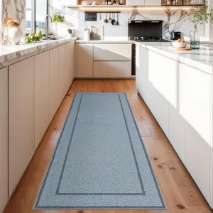 Indoor Area Rug Weather Resistant Easy to Clean Ultra Thin Non Slip Stain Resistant Floor Mat for Dining Room Bedroom Blue 2x6Ft