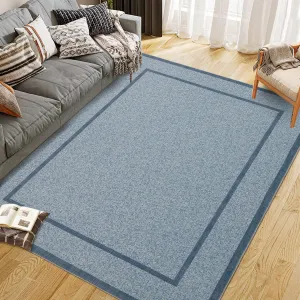 Indoor Area Rug Weather Resistant Easy to Clean Non Slip Stain Resistant Floor Mat for Dining Room Bedroom 9x12Ft Blue