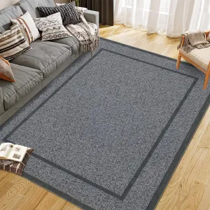 Indoor Area Rug Weather Resistant Easy to Clean Non Slip Stain Resistant Grey 8x10Ft