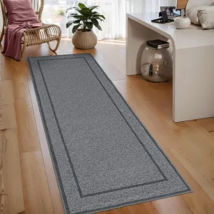 Indoor Area Rug Weather Resistant Easy to Clean Non Slip Stain Resistant Floor Mat for Dining Room Bedroom Grey 2x6Ft
