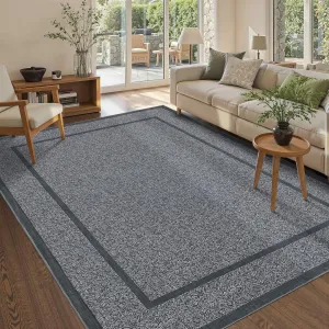 Indoor Area Rug Weather Resistant Easy to Clean Non Slip Stain Resistant Grey 9x12Ft