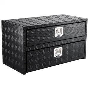 36" Aluminum Truck Tool Box w/Drawer, Two-Tier Organizer, Waterproof Underbody Toolbox for Pickup, Truck Bed, RV, Trailer, 36"x18"x20"