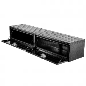 72'' Truck Tool Box Heavy Duty Aluminum Storage Tool Box With Lock For Pickup Truck Bed RV Trailer, 72x16x13, Black