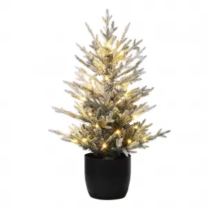 3ft Pre-Lit Artificial Christmas Tree with Energy-Saving LEDs, Lifelike Branches, Easy Assembly, Christmas Decoration Compact Size for Home and Office