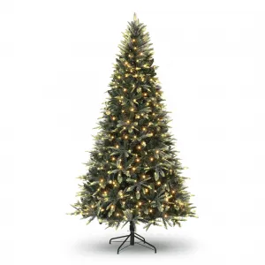 6.5FT Prelit Christmas Tree, Pencil Christmas Tree with 300 Warm White Lights-8 Modes, Automatic Hinged Expansion, Foldable Metal Stand, Xmas Trees for Front Porch, Party, Office