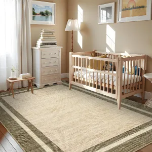 Extra Large Washable Area Rug 10x13 Taupe Green Non Slip Low Pile Foldable Indoor Carpet