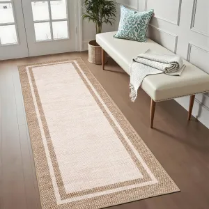 Washable Runner Rug 2x6 Beige Non Slip TPR Backing Modern Minimalist Carpet for Entryway Kitchen Hallway