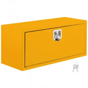 30x14x16 Inch Underbody Truck Box Black Steel Lockable Waterproof Tool Storage Organizer for Trucks Heavy Duty, Yellow