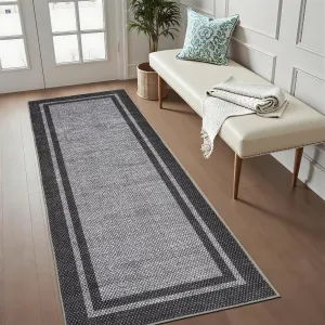 Washable Runner Rug 2x6 Black Non Slip TPR Backing Modern Neutral Entryway Runner Minimalist Carpet