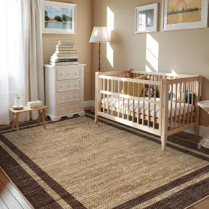 Extra Large Washable Area Rug 10x13 Taupe Brown, Modern Minimalist Indoor Non Slip Low Pile Foldable Carpet