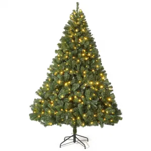 7.5ft Christmas Tree with 800 Dual Color LED Lights, 2468 PVC Branches, Lifelike Artificial Spruce Christmas Tree, Foot Pedal Switch, Easy to Assemble for Home, Office, and Party Decor