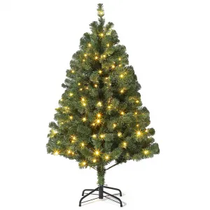 6ft Christmas Tree with LED Lights, Lifelike Artificial Spruce Christmas Tree, Hinged Branch Design, Easy to Assemble, Foldable Metal Stand, Perfect for Home, Office, and Party Decor