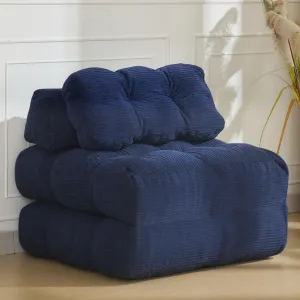 3-in-1 Convertible Folding Sofa Bed Chair with Pillow & Back Support, Foldable Floor Mattress Futon, Comfy Portable Sleeper Floor Sofa Lounge for Living Room, Bedroom - Single, Navy Blue