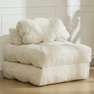 3-in-1 Convertible Folding Sofa Bed Chair with Pillow & Back Support - Collapsible Futon Lounge Mattress, Portable Floor Couch Bed for Living Room or Bedroom, Comfy Small Space Ottoman, Beige