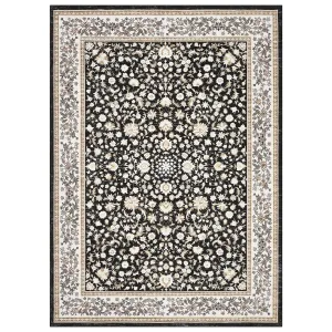 5x7 Vintage Washable Area Rugs for Living Room, Bedroom, Non-Slip Rubber Backing, Black