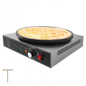Electric Crepe Maker 1750W 110V Flat Plate Non-Stick Commercial Home Use 15.75 Inch Stainless Steel