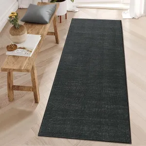 Rug Runners for Hallways Non Slip, Machine Washable Area Rugs 2x6 Modern Abstract Carpet Low Pile Stain Resistant Solid Mats for Living Room Bathroom Entryway ‎Laundry Room Kitchen, Black