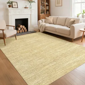 Washable 8x10 Area Rug Non Slip, Non Shedding, Polyester, Stain Resistant, Low Pile, Linen, Modern Living Room Accent