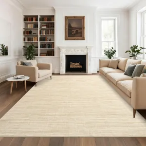 Washable Area Rug 8x10 Beige Camel Non Slip Minimalist Solid Color for Living Room Bedroom Kitchen Office