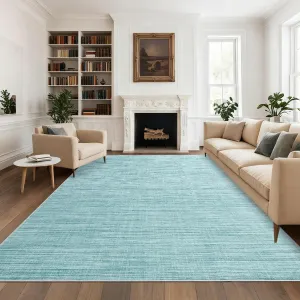 Washable Area Rug 8x10 Blue Non Slip Minimalist Solid Color for Living Room Bedroom Kitchen Nursery Office