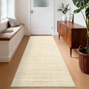 Hallway Runner Rug 2.5x8 Washable Non Slip Kitchen Rug Beige Camel Low Pile Modern Solid Color