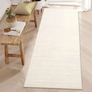 Hallway Runner Rug 2.5x8 Washable Non Slip Kitchen Runner Rugs Ivory Minimalist Solid Color Low Pile