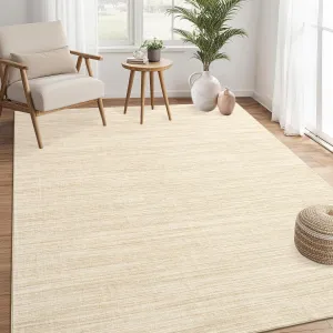 5x7 Washable Non-Slip Minimalist Area Rug, Low Pile Soft Neutral Carpet for Bedroom, Living Room, Entryway – Beige Camel
