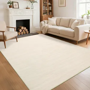 Washable Area Rug 8x10 Beige Non Slip Minimalist Solid Color for Living Room Bedroom Kitchen Nursery Office