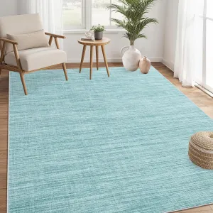 5x7 Washable Rugs Non Slip Minimalist Area Rug for Bedroom Soft Low Pile Blue