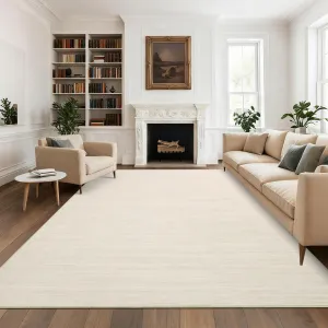 Modern Solid Color Area Rug 10x13 Beige- Washable, Non Slip, Soft, Stain Resistant for Living Room, Bedroom, Nursery, Home Office