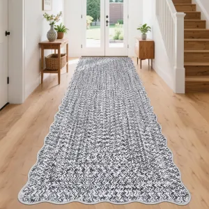 Imitation Braided Collection-Print 2x8 Runners Non Slip Washable Kitchen Rugs Farmhouse Area Rug Soft Low Pile Indoor Carpet Runners Entryways Living Room